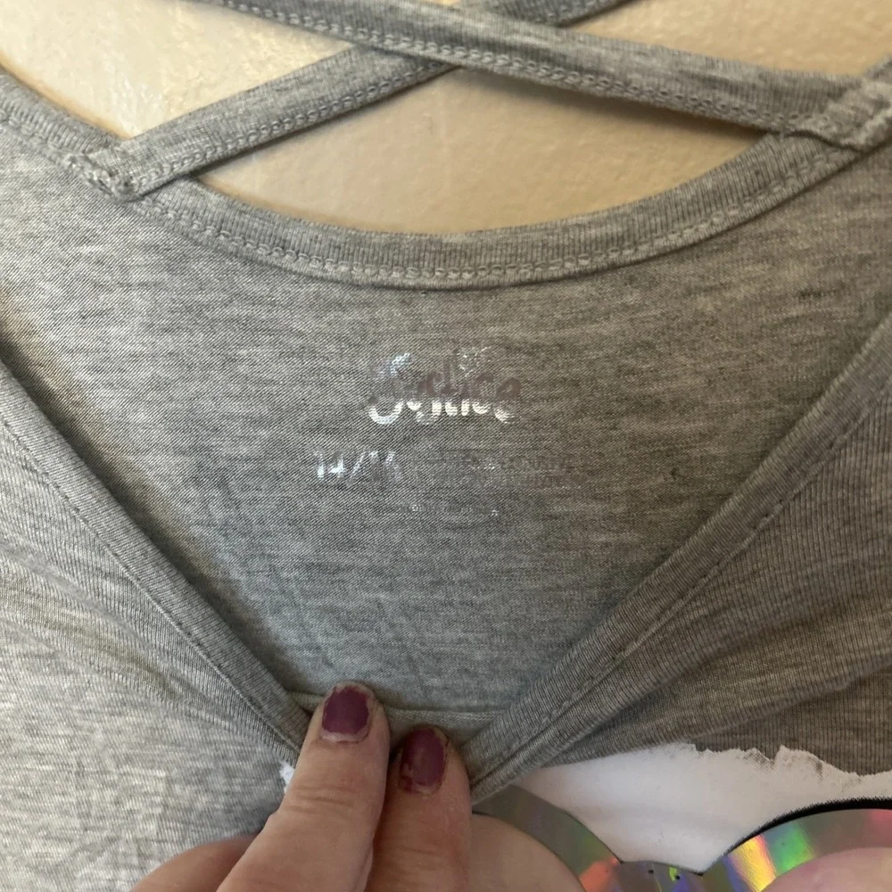 girls justice 14/16 Gray T Shirt‎ Top Kitty With Glasses